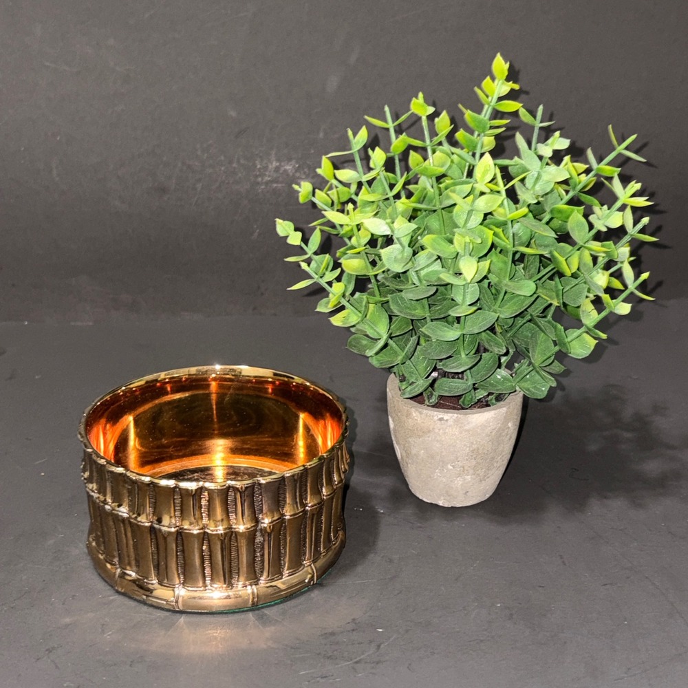 Vtg Gold Faux Bamboo Wine Bottle Table Coaster Japan Regency Tarnish Resistant